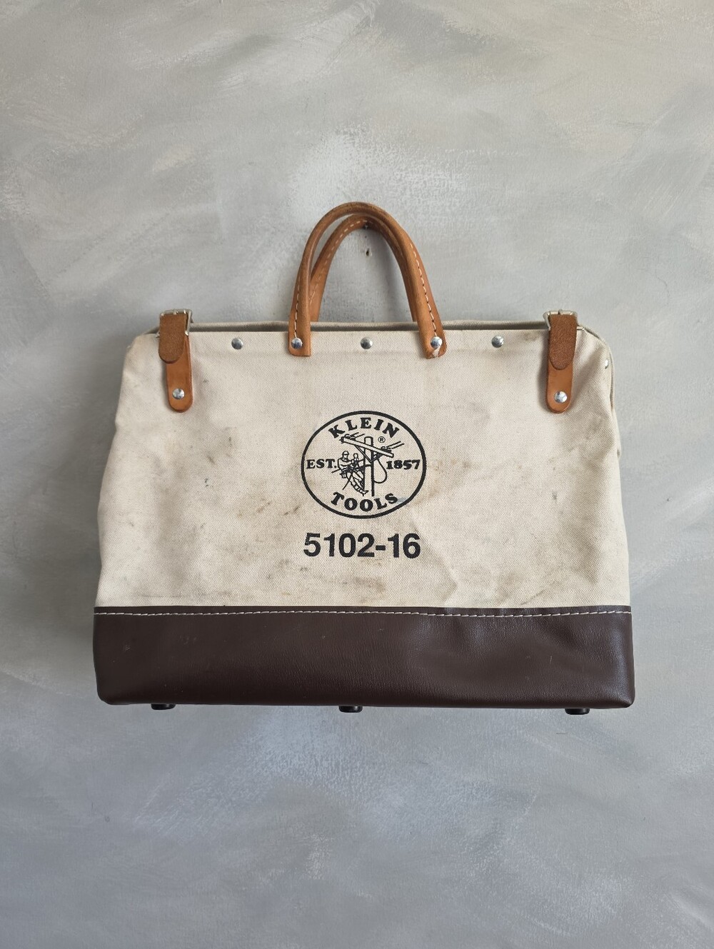 Klein Tools 16-Inch Canvas Tool Bag Model 5102-16 Leather Studs Workin' Birkins